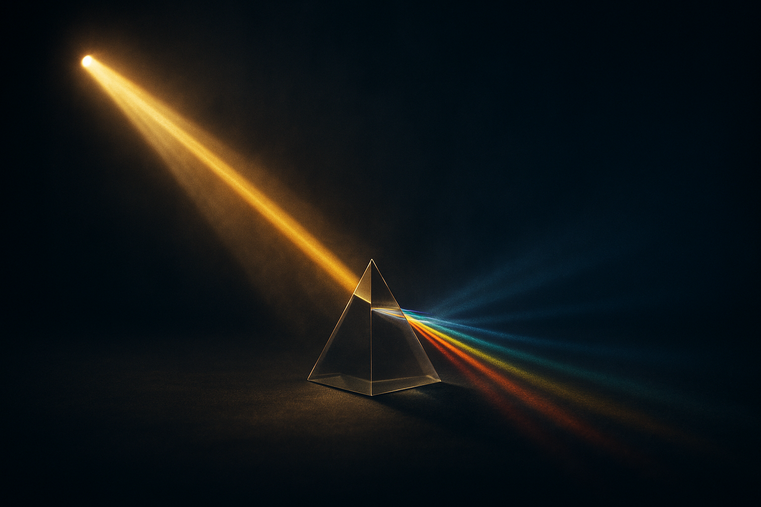One beam of light splitting into many, symbolising one sermon in many languages