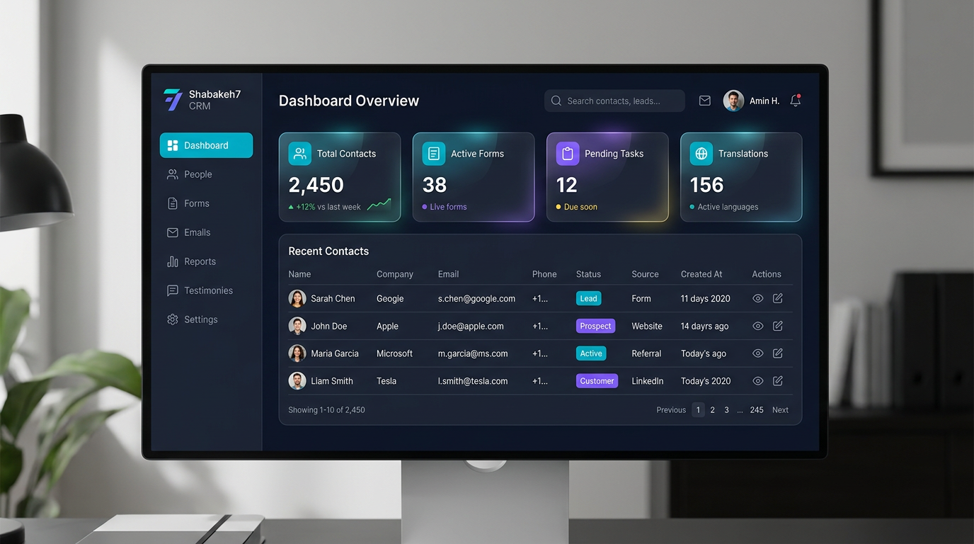 Shabakeh7 CRM Dashboard